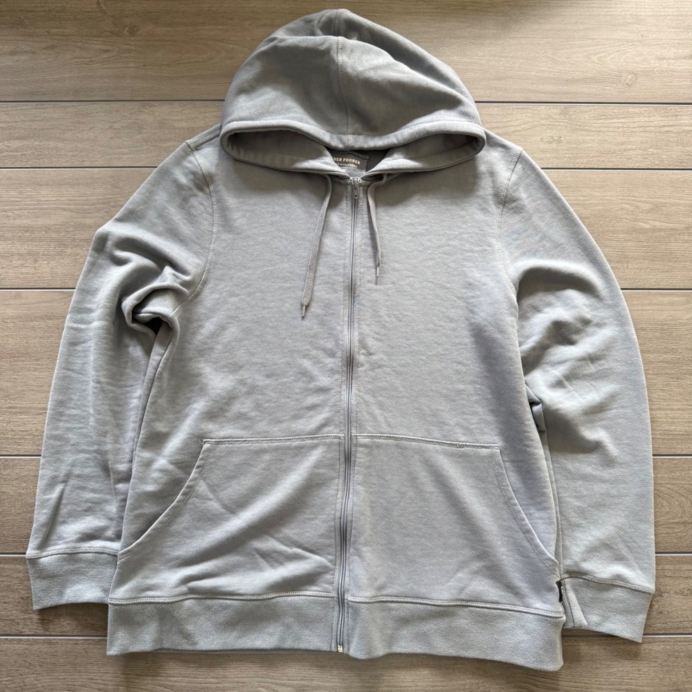 Richer Poorer Full Zip Hoodie XL Blue/Grey French Terry Minimalist Sweatshirt